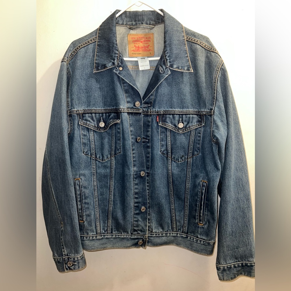 Levi Strauss Signature Standard Trucker  Jean Blue Denim Jacket Men's Size Lg. - Picture 2 of 11